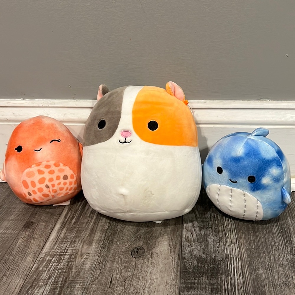 cat, starfish and shark squishmellow, small, stored for a year now